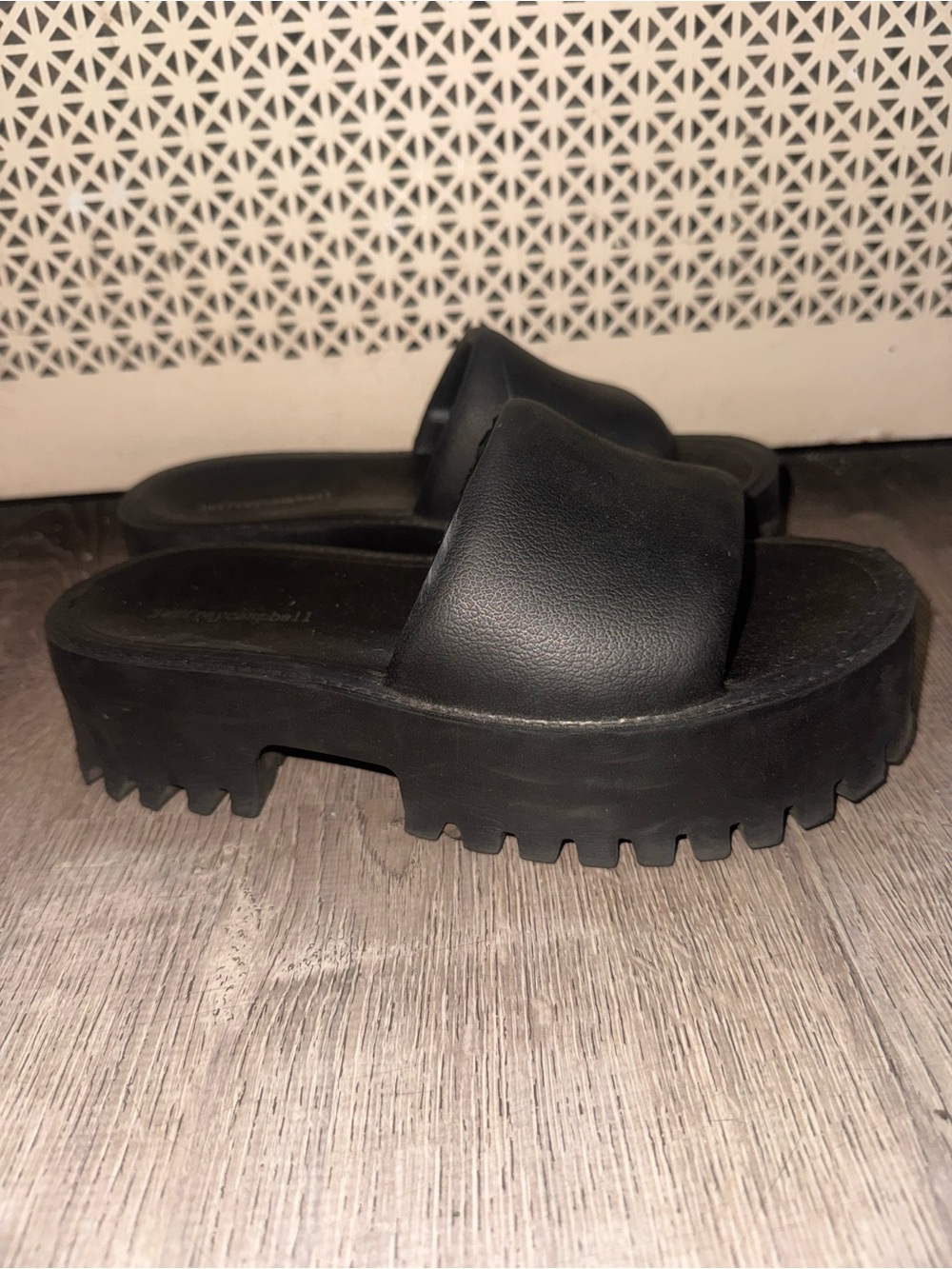 Jeffrey Campbell Black Chunky Platform Slide Mules - 9